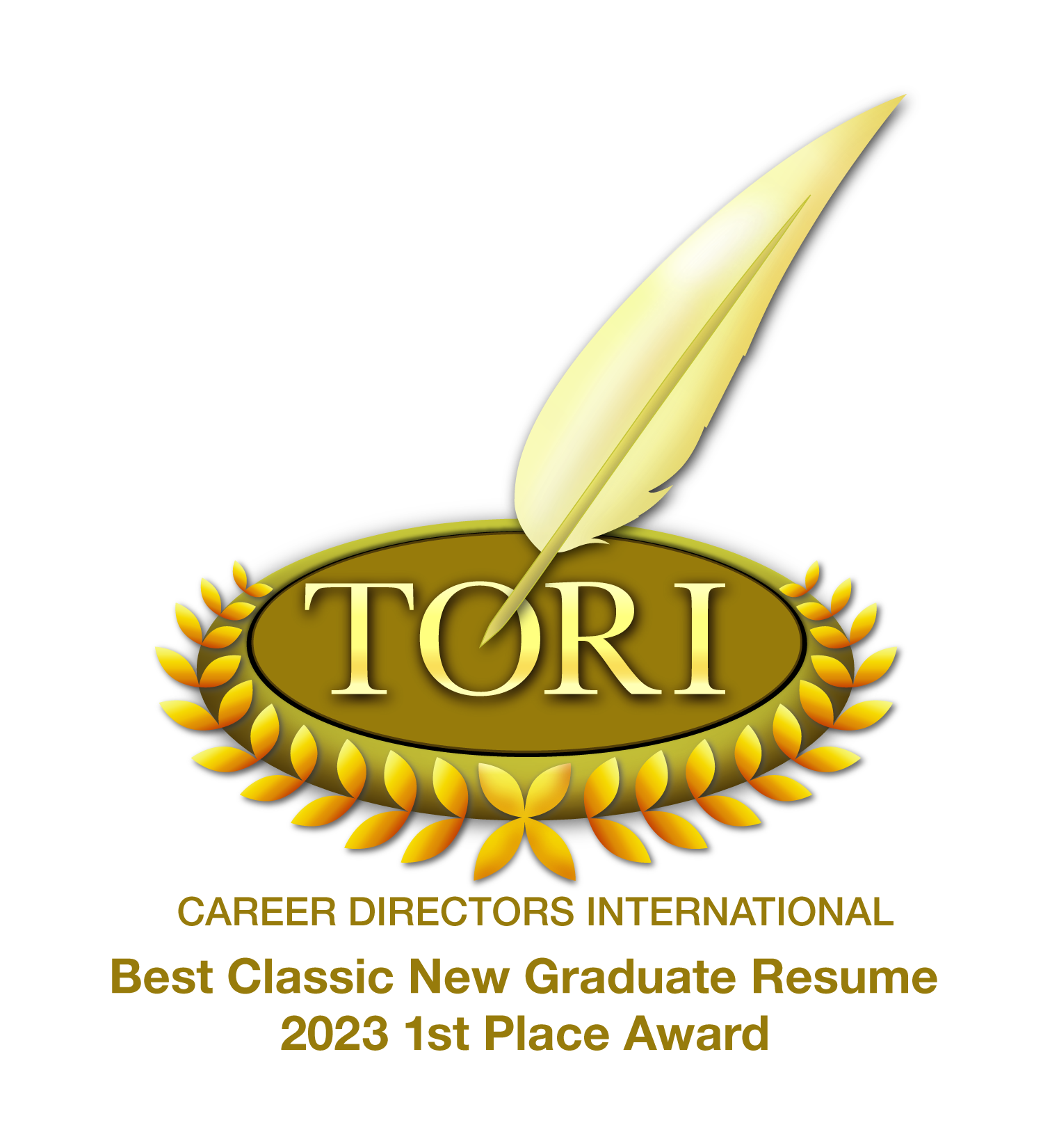 TORI Best Classic New Graduate Resume 2023 First Place Award